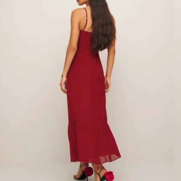 NWT Reformation Emersyn Midi Dress size 4 Crimson Red - Picture 5 of 9